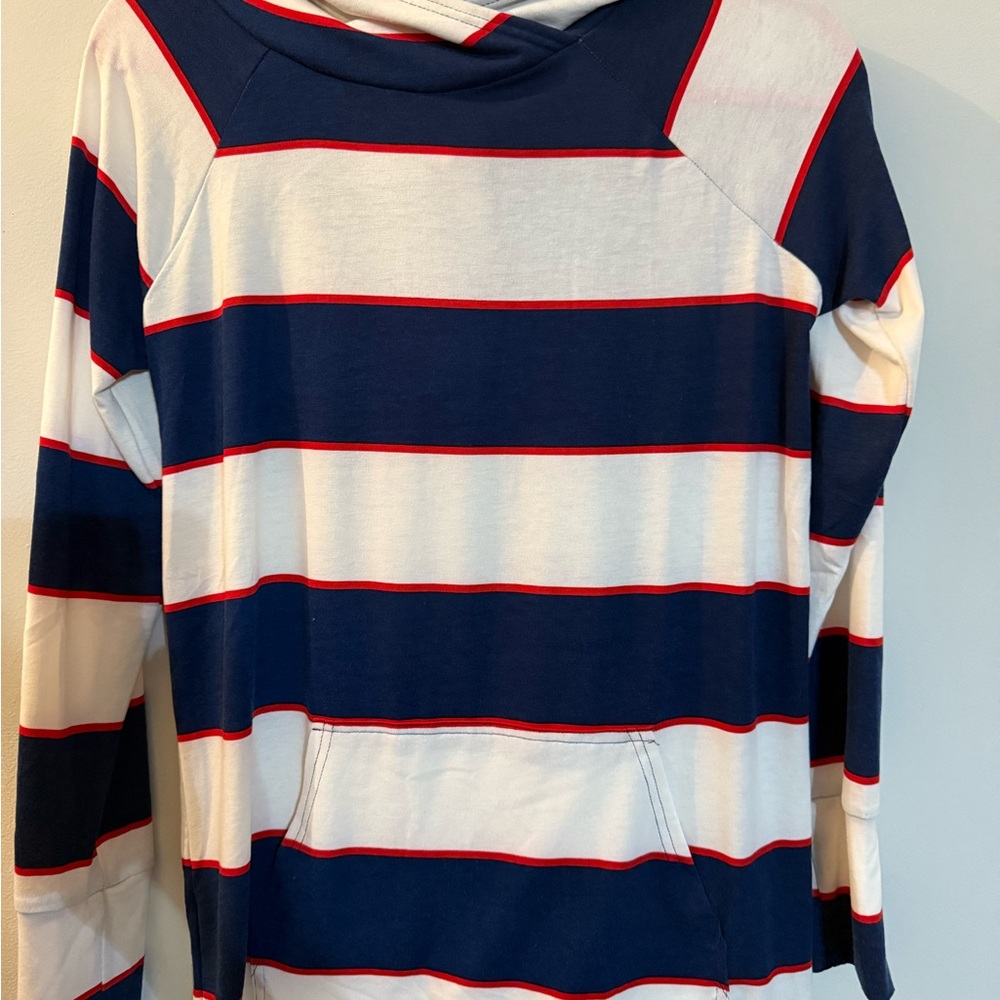 Lularoe Amber Hoodie Red, White and Blue Stripes